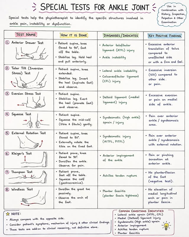 Common ankle special tests every physiotherapy student and clinician should know