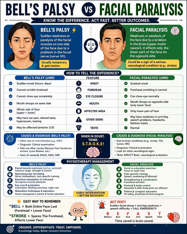 Bell's palsy versus facial paralysis